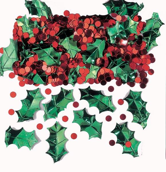 Holly and Holly Berry Christmas Confetti Mix