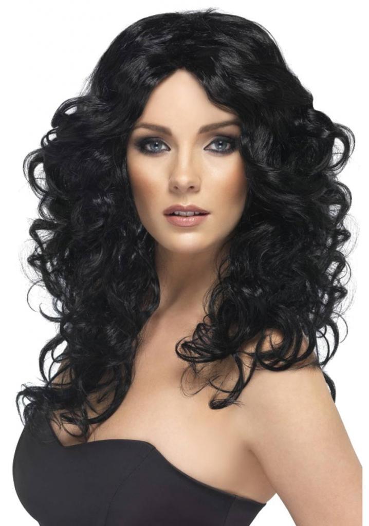 40s inspired Glamour Wig in black. Classic character wig for women by Smiffys 42149 available here at Karnival Costumes online party shop