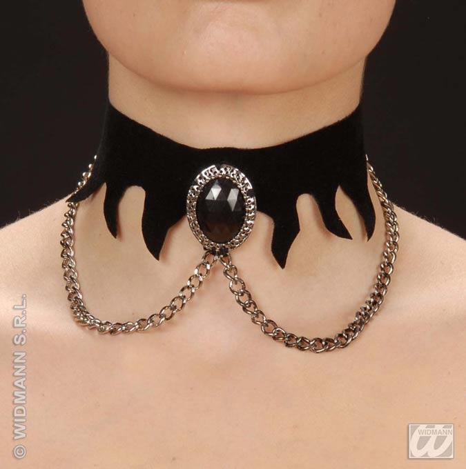 Gothic Choker with Black Gem and Chainsby Widmann 7134V available here at Karnival Costumes online party shop