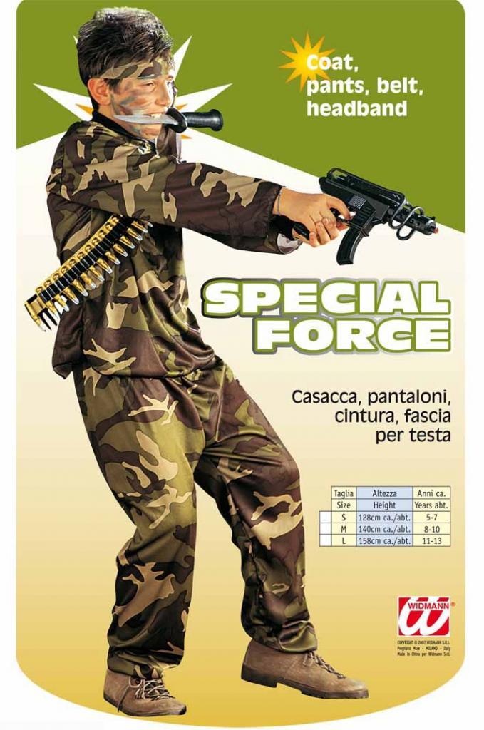 Packaging Special Forces Soldier Fancy Dress Costume for Boys by Widmann 3840X available here at Karnival Costumes online party shop