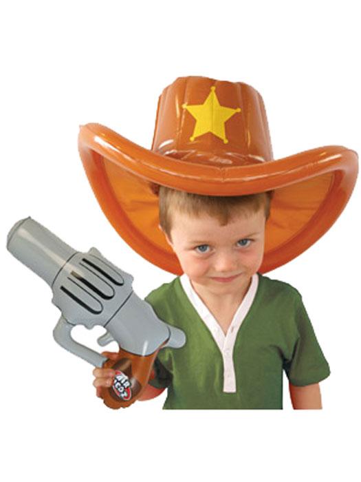 Air Hedz Inflatable Cowboy Hat and Gun for children 10302 available here at Karnival Costumes online party shop