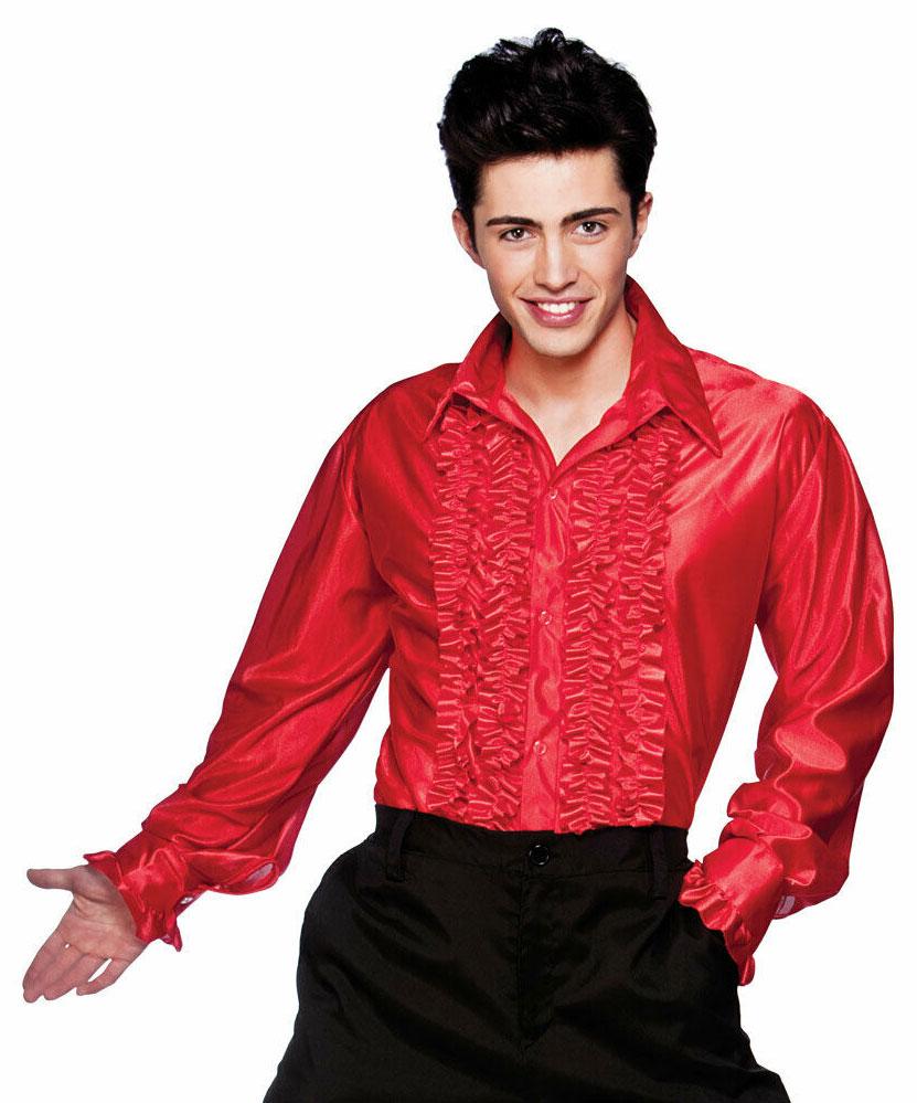 1970s Frilled Red Disco Shirt by Wicked EM-3052 EM3052 available here at Karnival Costumes online party shop