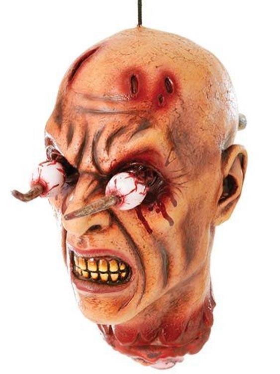 Decapitated Head with Fork Through Eyes - Halloween Props