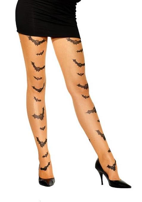 Orange Tights with Bats for Adults at Halloween