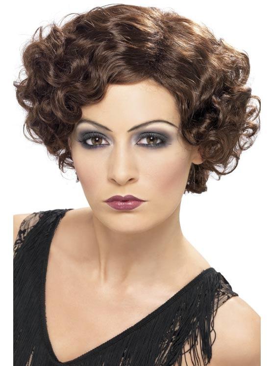 1920's Flapper Wig in Brown 20s Costume Wigs by Smiffy 42004 available here at Karnival Costumes online party shop