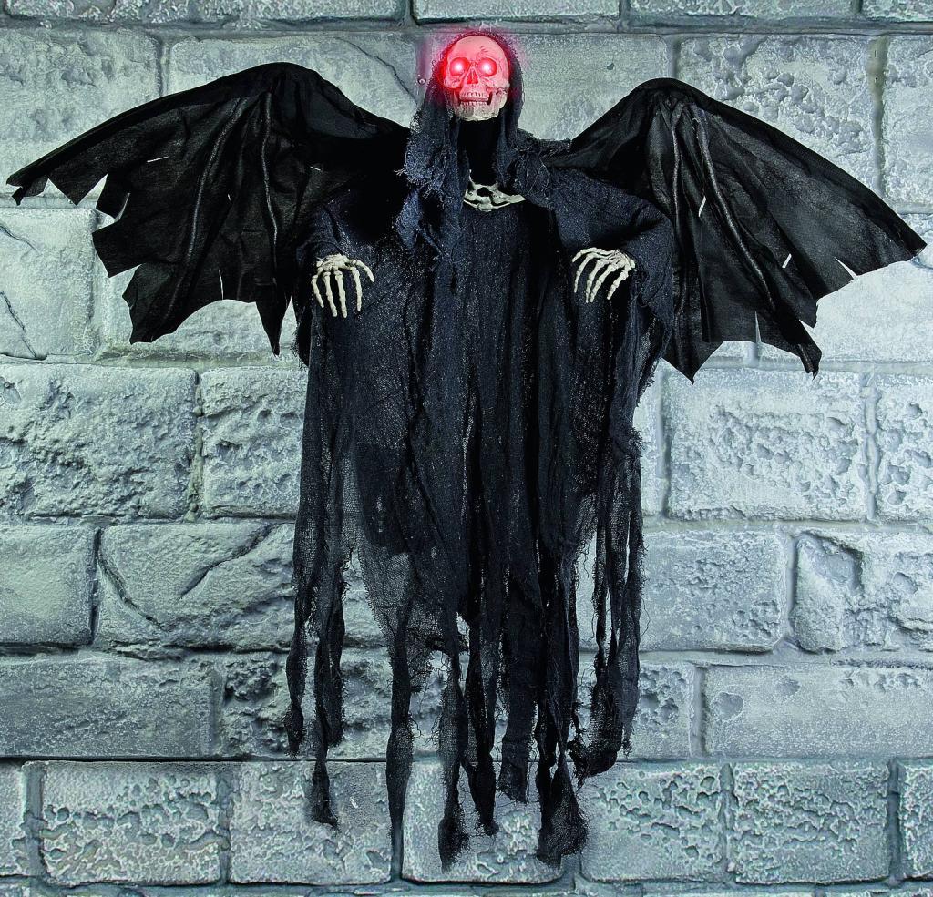 92cm Battery Operated Animated Winged Reaper with Red Eyes by Premier Decorations and available from Karnival Costumes
