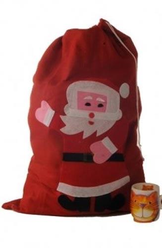 Red Fabric Santa Sack - Christmas Accessories 70cm x 50cm