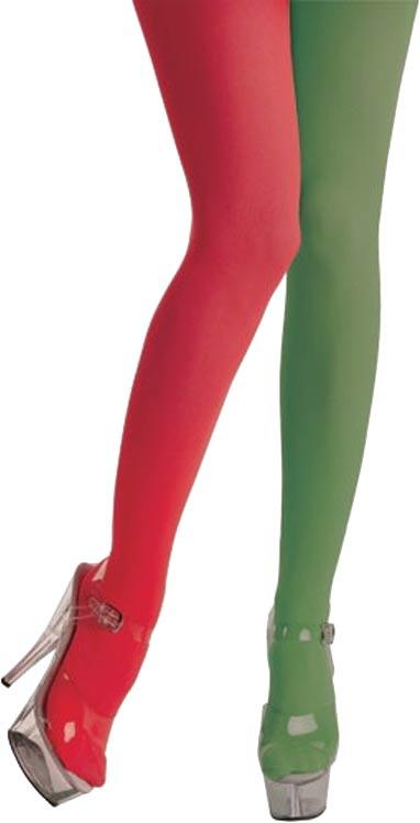 Lady's Tights - One Leg Red and One Leg Green ideal fo Christmas Elves TS-7079 available here at Karnival Costumes online Christmas party shop