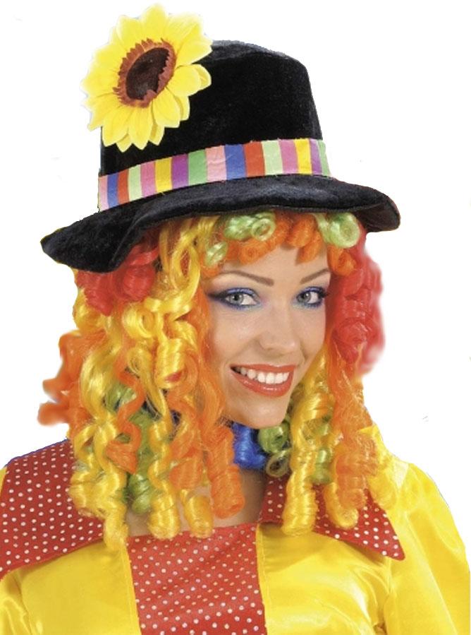 Clown Hat with Multicoloured Clown Wig by Widmann M0673 from a collection of Clown Costume Hats and Wigs here at Karnival Costumes online party shop