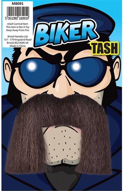 Biker Moustache by Steptoes MB091 from a collection of false and fake moustaches available here at Karnival Costumes online party shop