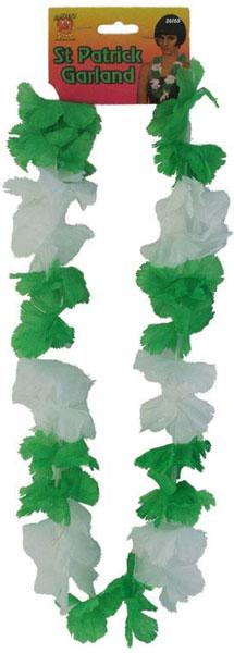 Green and White St Patricks Day Hawaiian Garland from the collection of St Patricks Day costumes accessories at Karnival Costumes