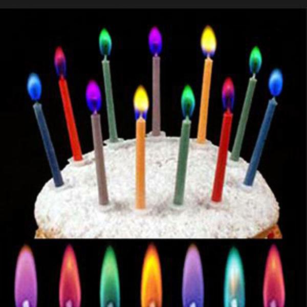 Ranbow Flame Cake Candles with coloured flames GJ391 | Karnival Costumes