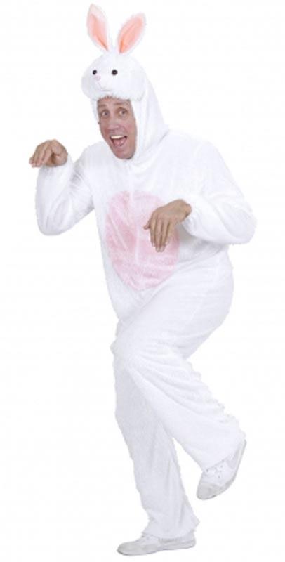 Plush Rabbit Fancy Dress Costume for Adults by Widmann 9259A, shown with man wearing available here at Karnival Costumes online party shop