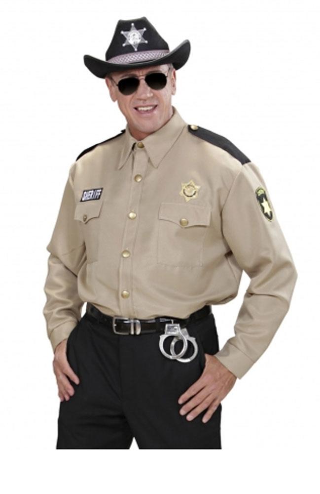 US Sheriff Shirt State Trooper Adult Fancy Dress Costume