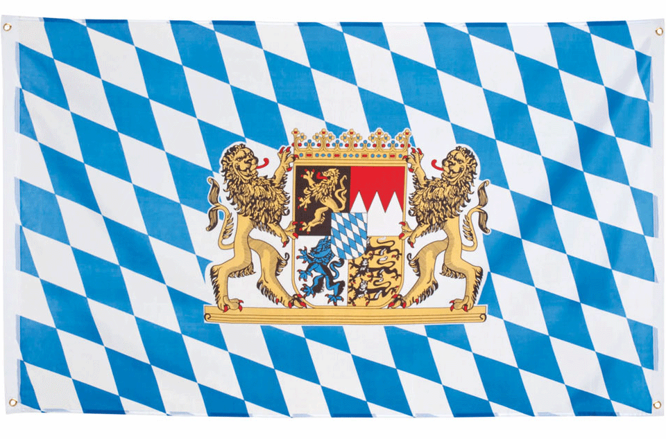 Bavarian Flag (90cm x 150cm) from Boland 54223 available from Karnival Costumes