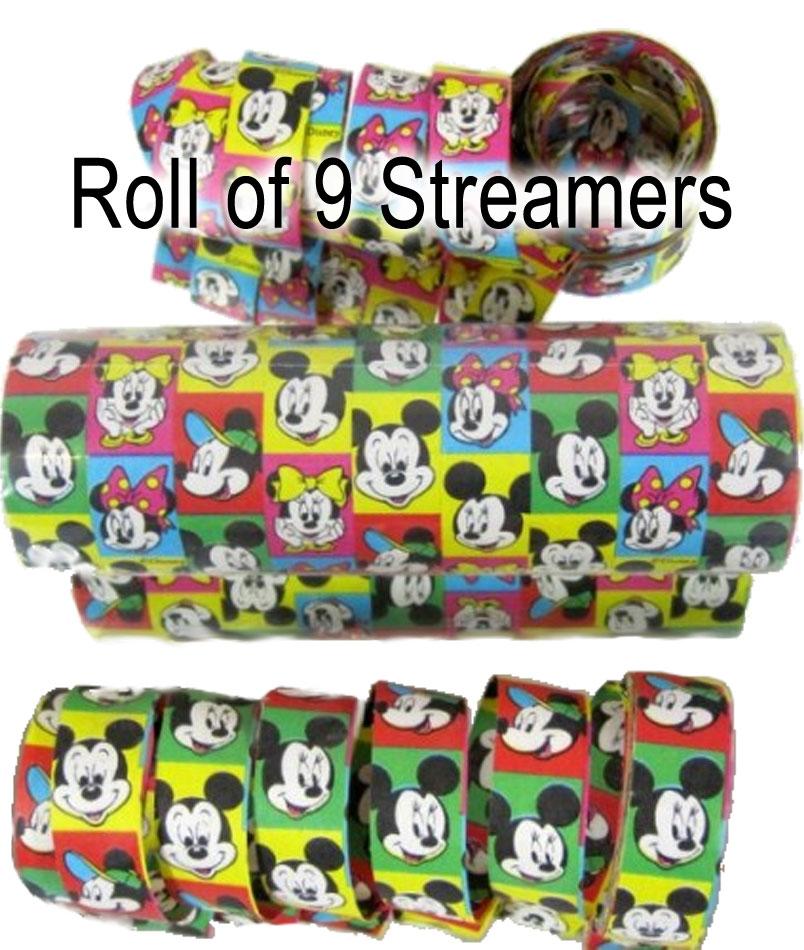 Roll of 9 Mickey Mouse Party Streamers. Very cheap P1881 from Karnival Costumes online party shop