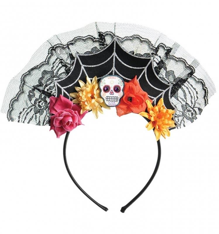 Day of the Dead Spiderweb Tiara Headband by Amscan 844939 available from Karnival Costumes