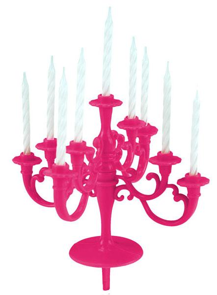 Pink Candelabra Cake Decoration with Cake Candles 24908 from Karnival Costumes
