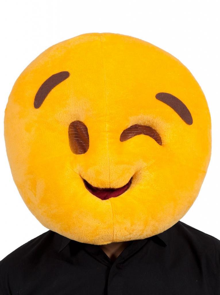 Wink Face Emoticon Mascot Head by Wicked MH-1290 and available from Karnival Costumes