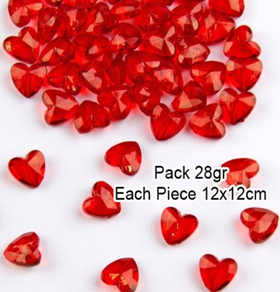 28gr pack of Red Heart Table Diamond Decorations by Folat 21305 and available in the UK from Karnival Costumes