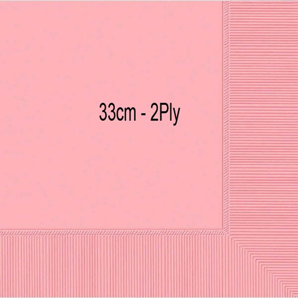 Pack of 50, 2ply Baby Pink Luncheon Napkins 33cm square. By Amscan 61215-109 and available in the UK from Karnival Costumes online party shop
