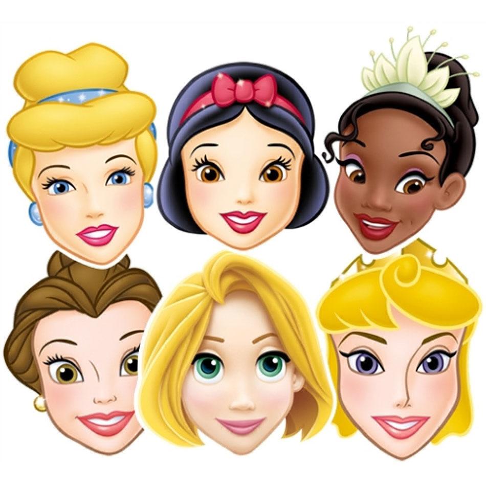 Disney Princesses Fun Face Masks in pack of 6 individual masks by Star Cutouts SMP50 available from Karnival Costumes online party shop