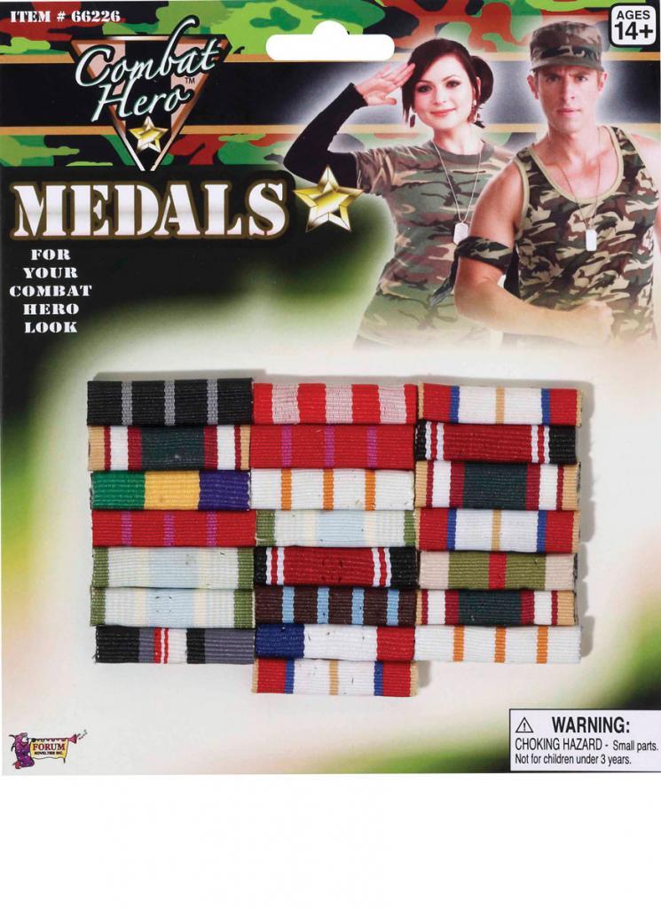 Combat Military Medal Ribbons or Miltary Medal Bars by Forum Novelties 66226 available in the UK from Karnival Costumes online party shop