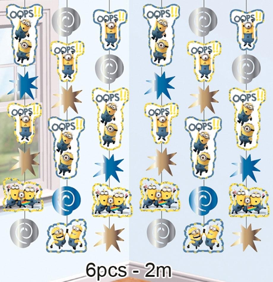Pack of 6 2m long Despicable ME Minions String Decorations by Amscan 999749 available at discount price from Karnival Costumes online party shop