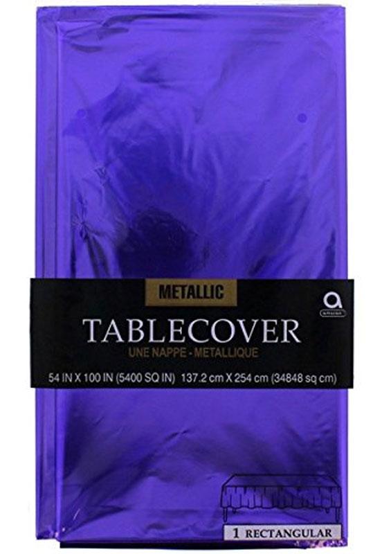 Large Purple Metallic Foil Tablecover measuring 137cm x 254cm by Amscan 57999-14 available here at Karnival Costumes online party shop