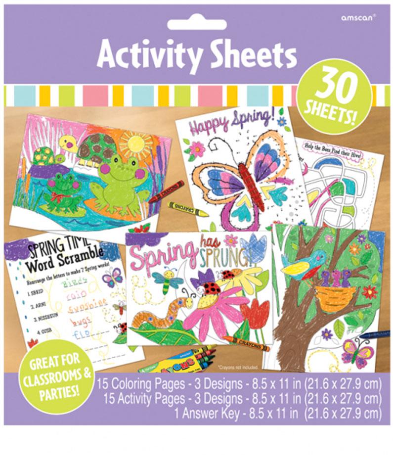 Easter Colouring and Activity Sheets Pack containing 30 individual sheets, 15x activity and 15x colouring. By Amscan 393399 available here at Kartnival Costumes online Easter party shop