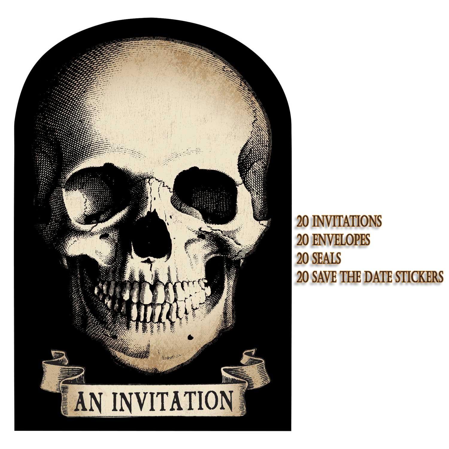 Boneyard Halloween Party Invitations Pack - 20 complete party invites by Amscan 791346 available here at Karnival Costumes online Halloween partry shop