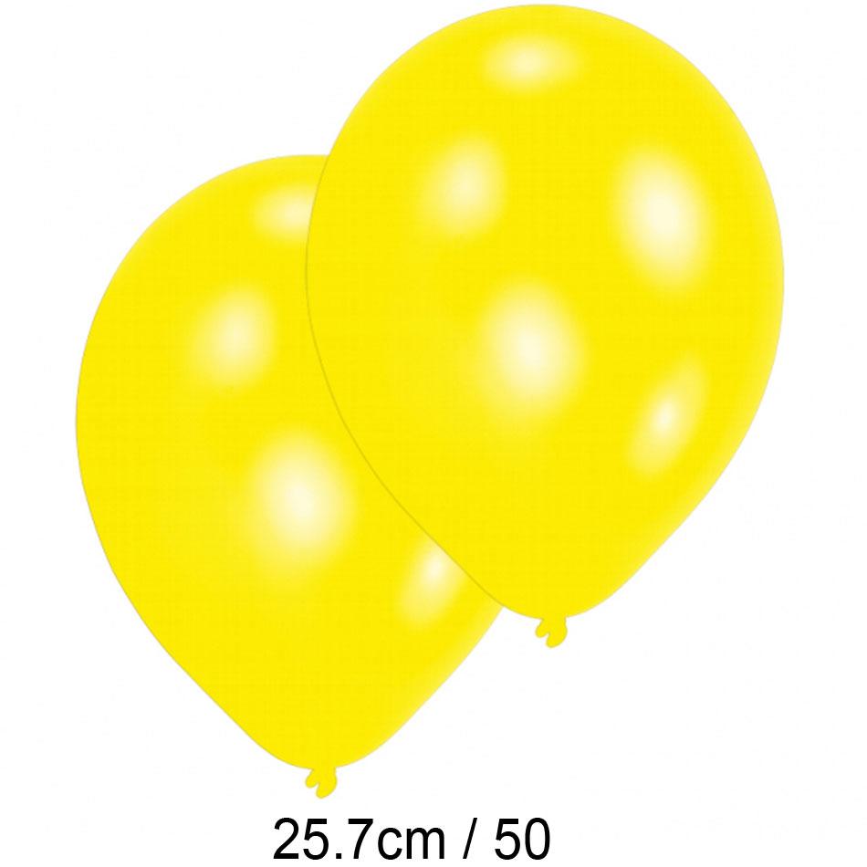 Metallic Yellow Latex Balloons - 27.5cm (11") /50 by Amscan 995524 available here at Karnival Costumes online party shop