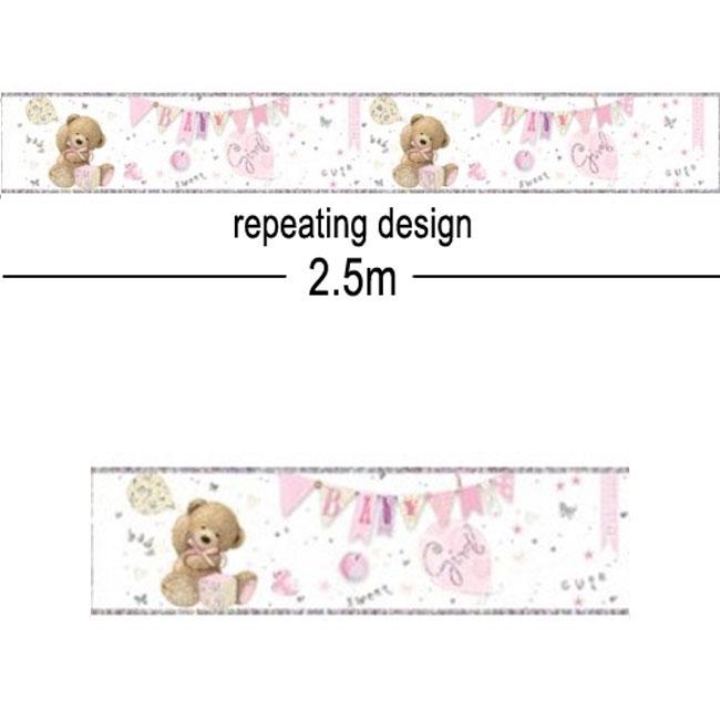 2.5m long Baby Girl Congratualtions Banner with repeating design by Simon Elvin WB2061 available here at Karnival Costumes online party shop