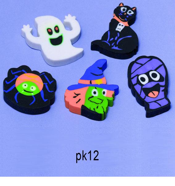 Halloween Eraser Assortment 12 pcs for pinatas, goodie bags or trick or treat by Amscan 394247 available here at Karnival Costumes online Halloween party shop