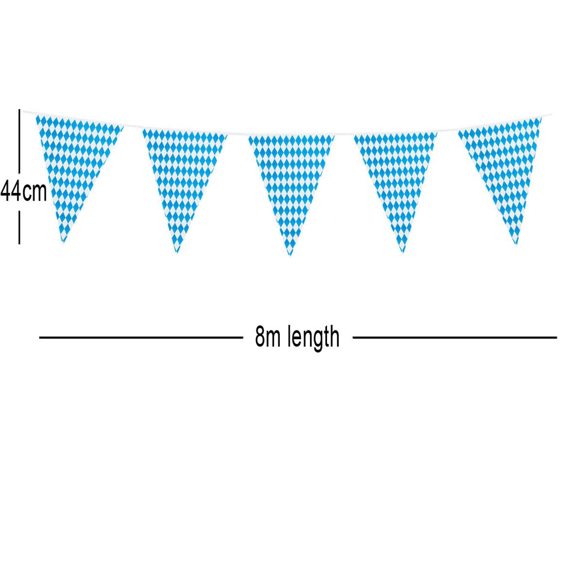 Giant Bavarian Pennant Flag Bunting 8m length with 44cm flags by Boland 54260 available in the UK here at Karnival Costumes online Oktoberfest shop