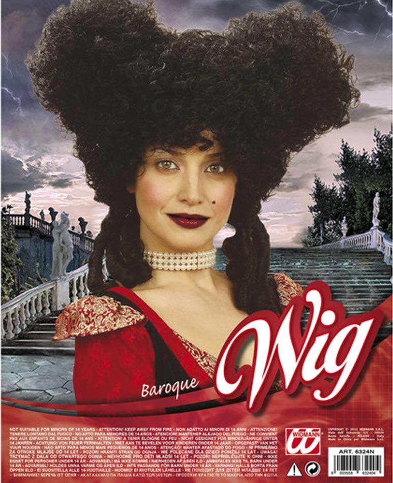 Lady's Baroque Costume Wig in Black by Widmann 6324N from Karnival Costumes online party shop