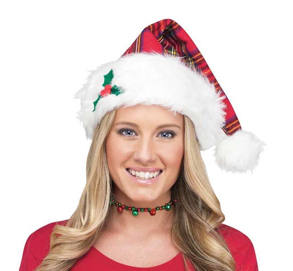 Children's or Lady's Plaid Santa Hat by Palmer Agencies 7524A available here at Karnival Costumes online party shop
