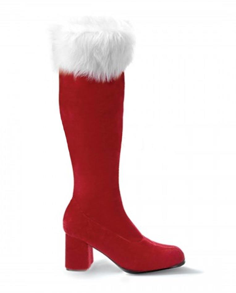 Red Velvet White Faux Fur Santa Boots for Women by Funtasma GOGO300F and available in the UK here at Karnival Costumes online Christmas party shop