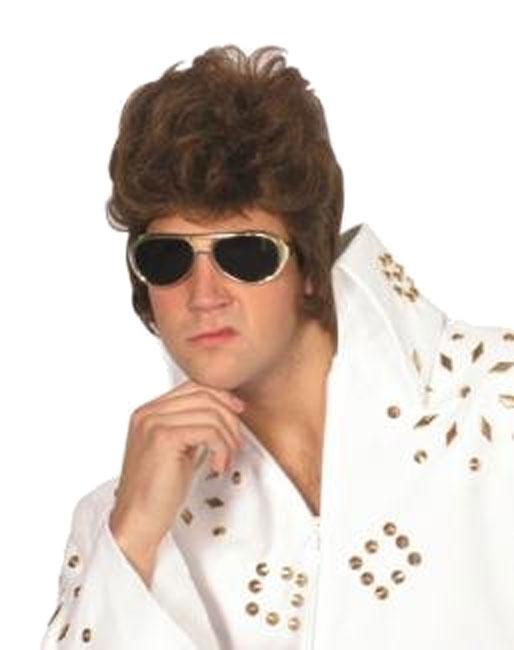 Elvis Wig in Brown with Sideburns by Party Wigs 1432004 available here at Karnival Costumes online party shop