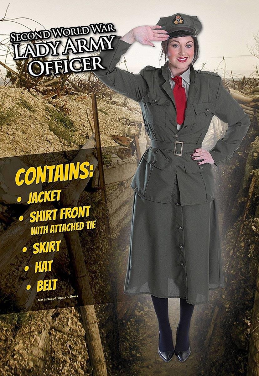 knee length dresses for ladies WW2 Land Girl Costume, Green – Smiffys main image 0