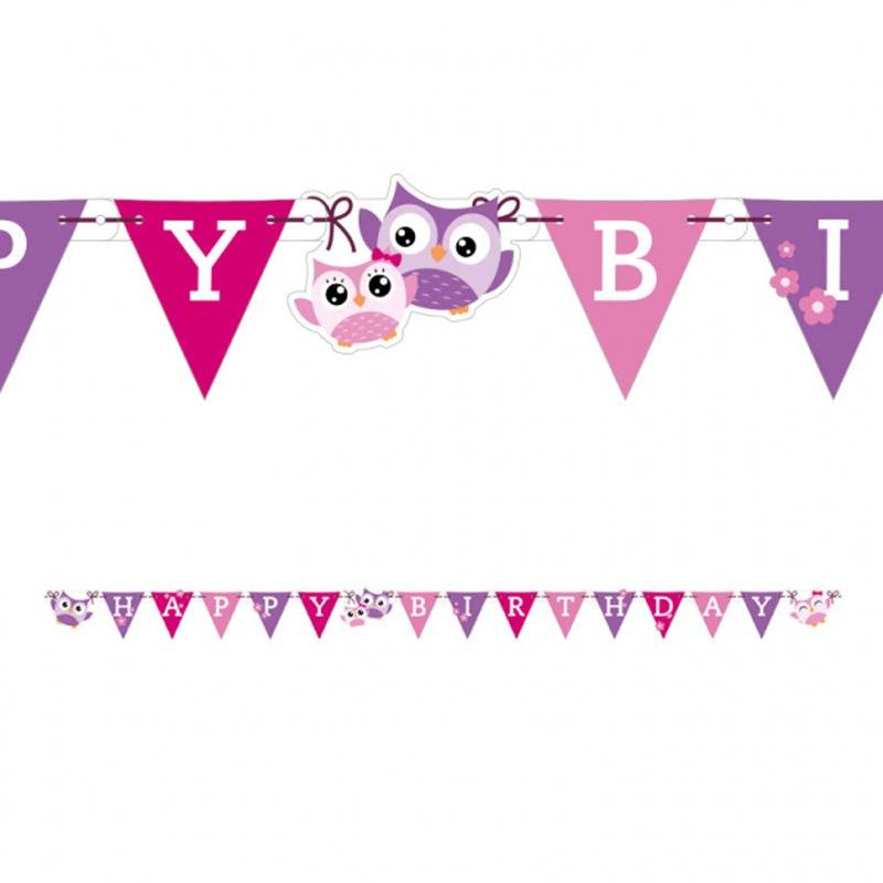Owls Happy Birthday Letter Banner by Amscan 998350 available here from a collection of Owl party goods at Karnival Costumes online party shop