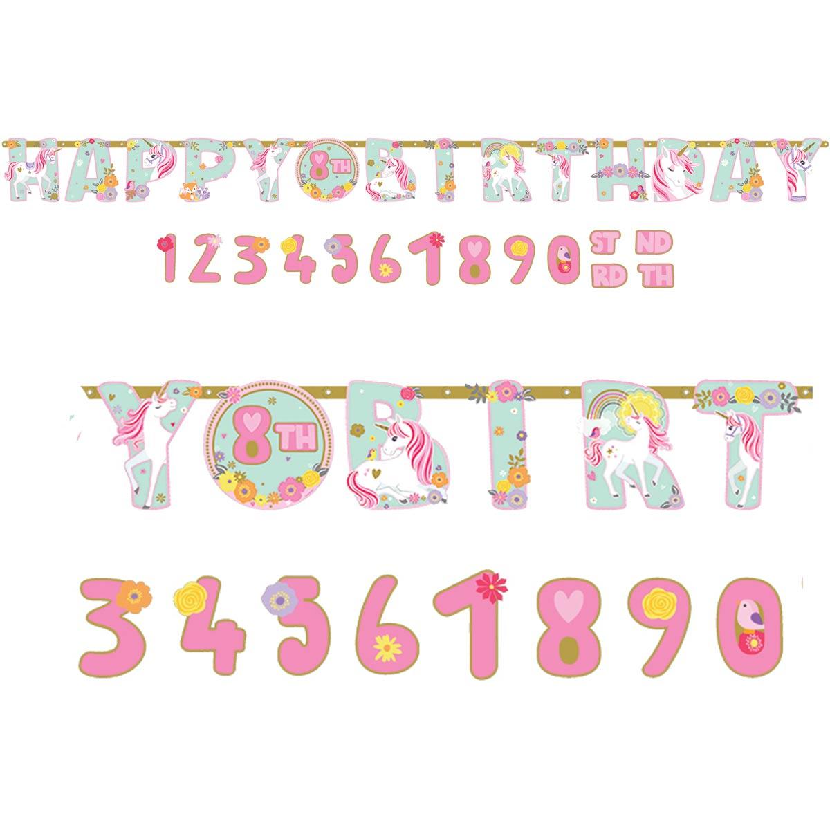 Magical Unicorn Letter Banner - 3.2m Add an Age Banner Kit by Amscan 120340 available here at Karnival Costumes online party shop
