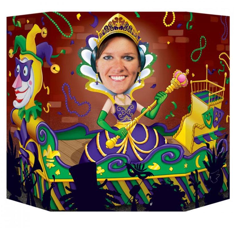 Mardi Gras Photo Prop showing the Princess from the double sided prop by Beistle 57948 available in the UK here at Karnival Costumes online party shop