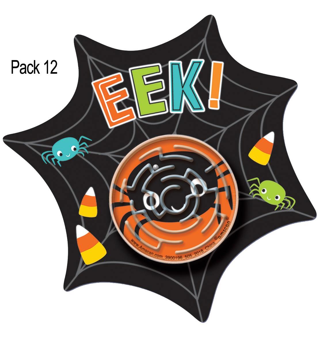 Halloween Web Cards with Maze Puzzle pk 12 by Amscan 3900196 available here at Karnival Costumes online party shop