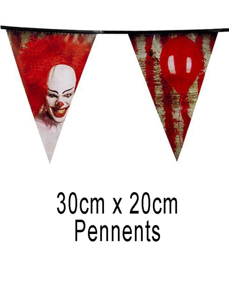 Horror Clown Pennant Bunting 6m from the Horror Clown Range by Boland 72350 available here ay Karnival Costumes online party shop