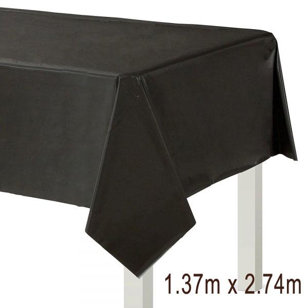 Black Plastic Tablecover measuring 137cm x 274cm by Amscan 77015-10 available here at Karnival Costumes online party shop