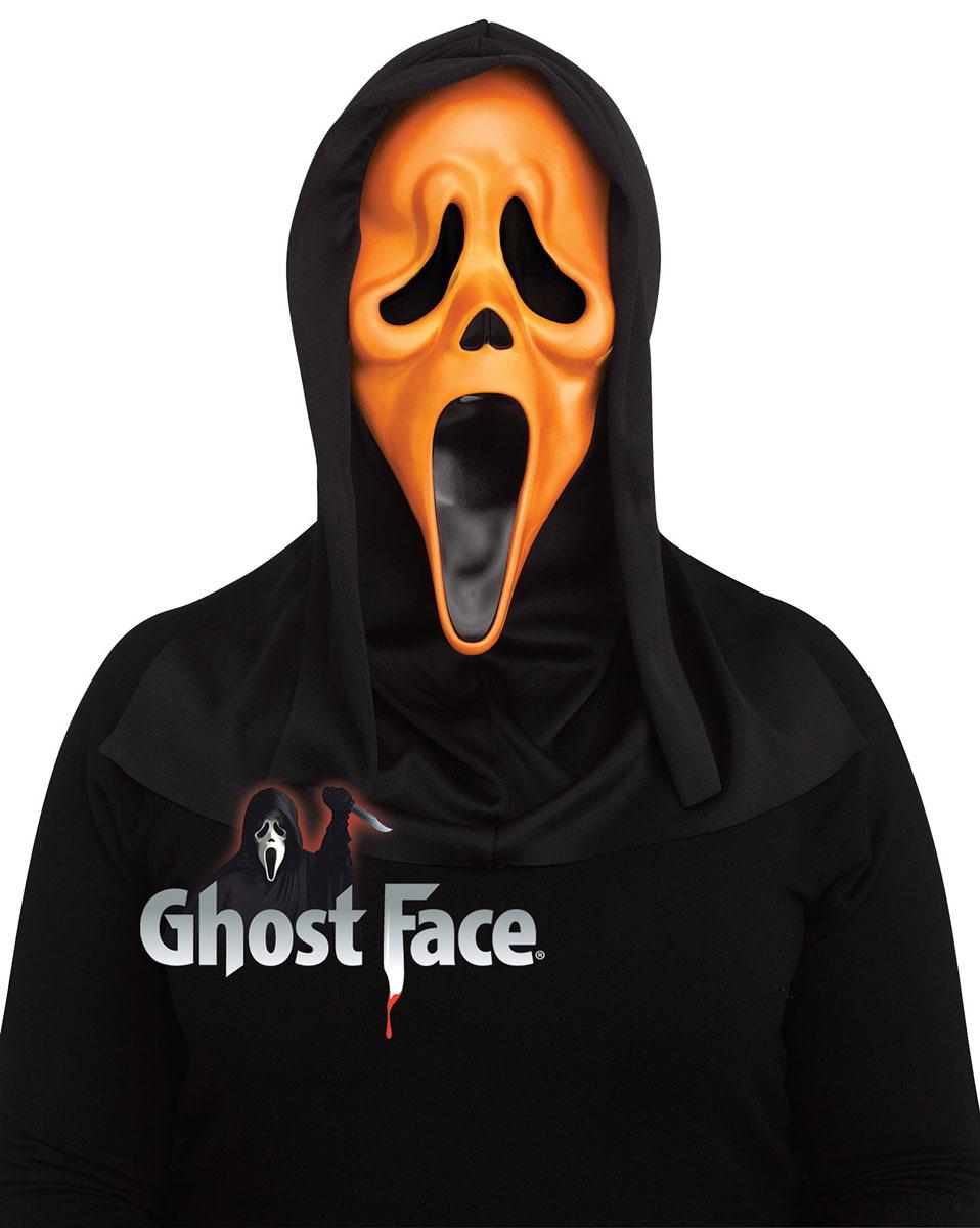 Ghostface Fluorescent Mask in Orange fully licensed by Fun-World 9207 available in the UK here at Karnival Costumes online Halloween party shop