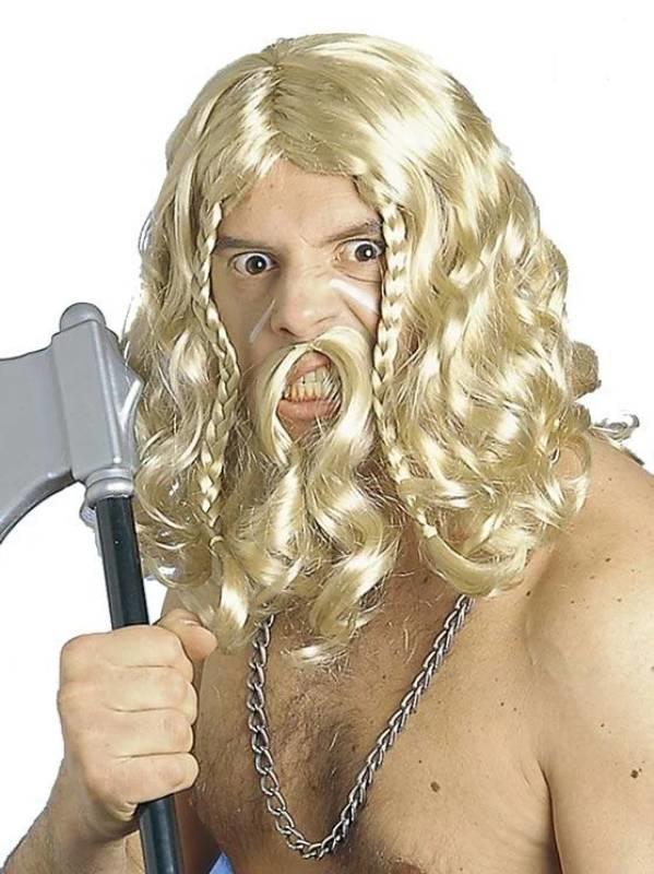 Viking Wig and Moustache Set in Blonde by Widmann 6091V available here at Karnival Costumes online party shop