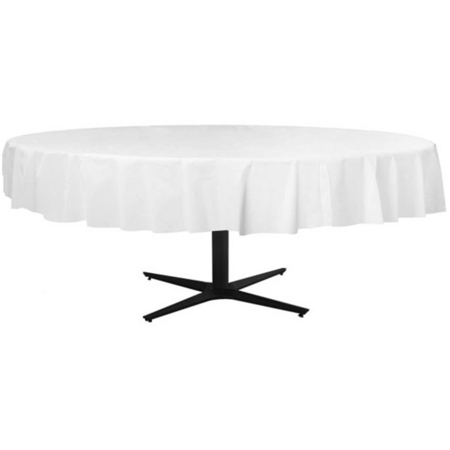 White Round Tablecover 2.1m plastic by Amscan 77018-08 available here at Karnival Costumes online party shop
