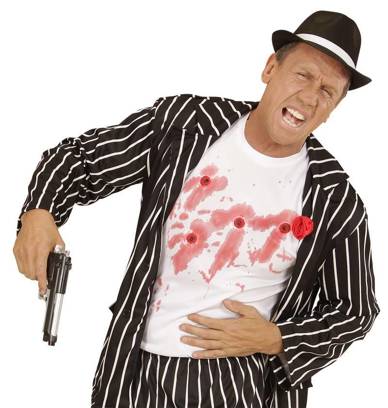 Adult Gangster Bullet Hole T-Shirt by Widmann 1130 available here at Karnival Costumes online party shop